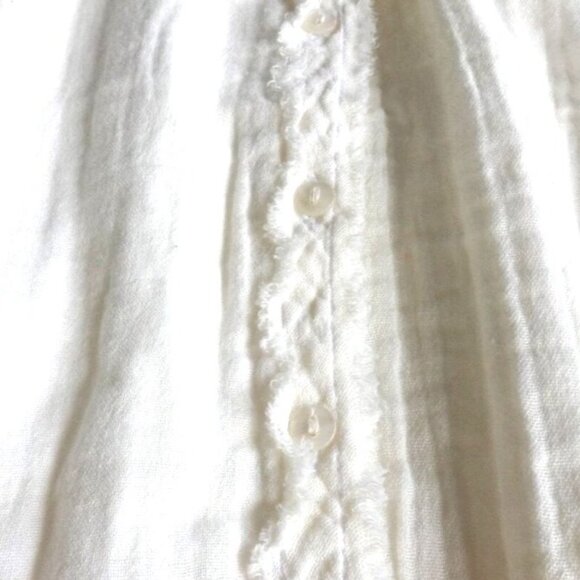 Salty Lemon Cream Cotton Gauze Mini Dress M New Frayed Seams Beachcore  Nautical - Picture 4 of 7